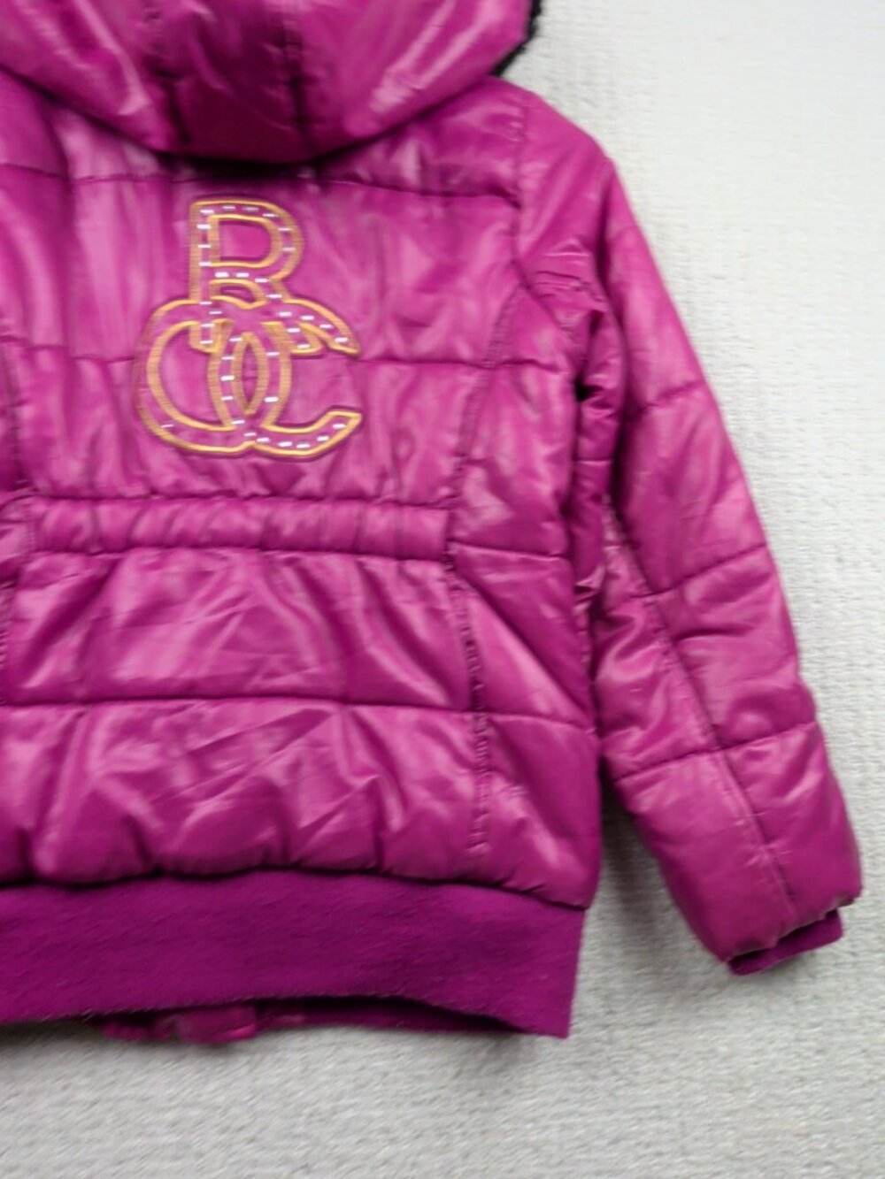 Y2K Rocawear Faux Fur Pink Puffer Jacket Sz *M* McBling Glam Rhinestone Read - Picture 15 of 16